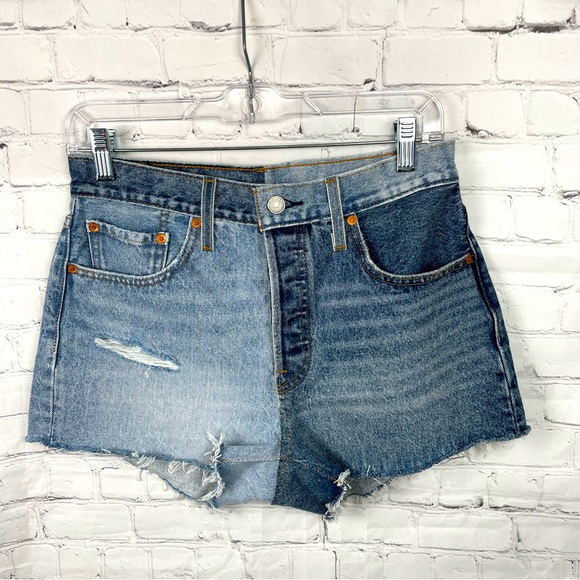 Levi's Pants - Levi’s 501 Two Tone Blue Denim Cut Off Button Fly Shorts Women’s Size 27